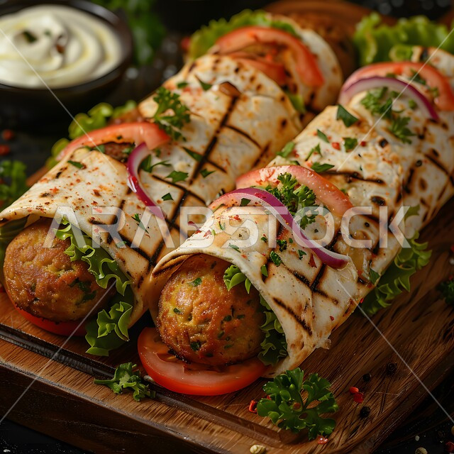 ساندوتش كرات اللحم البقري المشوي مع الخضراوات الطازجة والصلصات الشهية، الوصفات الغربية اللذيذة، مطاعم للمأكولات والوجبات السريعة في المملكة العربية السعودية