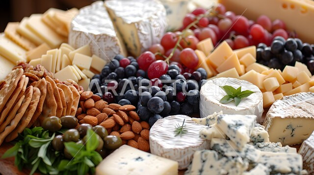 تشكيلة كبيرة من الجبن ، مجموعة متنوعة من الأجبان الطازجة على سطح خشبي ، وجبة طعام خفيفة وصحية ، فطور ريفي صباحي