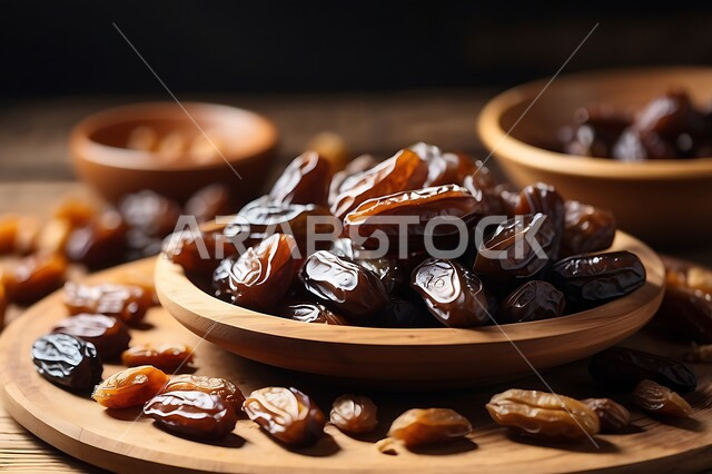 رطب من نخيل المملكة العربية السعودية، محاصيل ومنتجات زراعية محلية وطنية سعودية، صورة مقربة لطبق مليء بالتمر السكري الصحي الطازج, وجبة ذات قيمة غذائية عالية، ضيافة رمضانية لذيذة