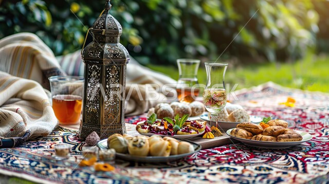 زينة وديكورات شهر رمضان المبارك، مشروبات ساخنة وضيافة رمضانية شهية، تحف واكسسوارات متميزة، الاحتفال بالمناسبات والأعياد الدينية الاسلامية، صورة مقربة لفانوس معدني تقليدي، غذاء صحي ومفيد، وجبة غذائية عالية الأهمية، منتجات ومحاصيل محلية وطنية