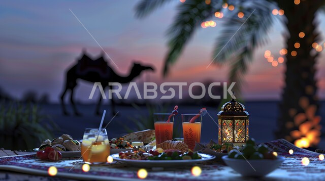 الاحتفال بالمناسبات والأعياد الدينية، زينة وديكورات شهر رمضان المبارك، مشروبات ساخنة وضيافة رمضانية شهية، تحف واكسسوارات متميزة، صورة مقربة لفانوس معدني تقليدي، غذاء صحي ومفيد، وجبة غذائية عالية الأهمية، منتجات ومحاصيل محلية وطنية، خلفية الجمال في الصحراء