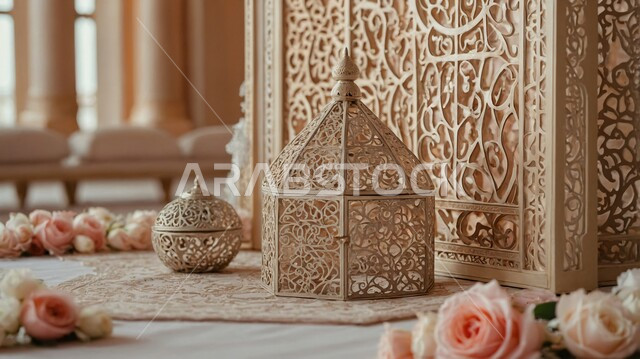 إضاءة وزينة شهر رمضان، ديكورات وأنوار واكسسوارات، الإحتفال بالاعياد والمناسبات الاسلامية، اجواء دينية رمضانية، فوانيس عربية تقليدية معدنية