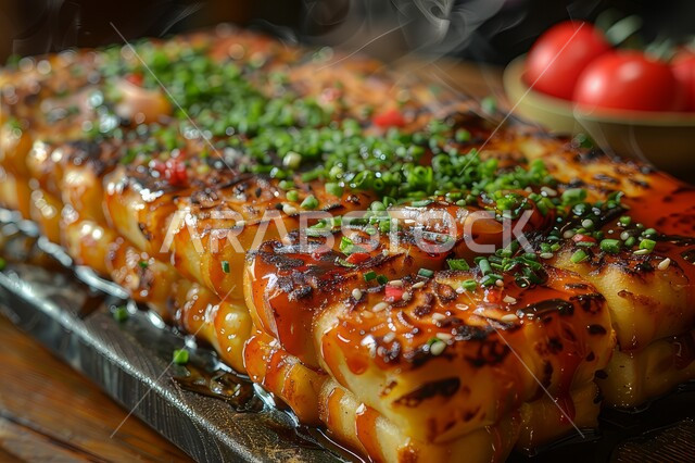  قطع الدجاج المشوية المرتبة على شكل قالب مزين بالخضار المقطعة والأعشاب الخضراء, وصفات الطعام الآسيوية الشهية, طبق من الباستا بالصوص مع الخضروات, فن التقديم في مطاعم المملكة العربية السعودية، وجبات شرقية تقليدية