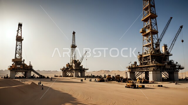 آلات الحفر الضخمة المستخدمة في استخراج البترول, التنقيب عن الثروات الباطنية في المملكة العربية السعودية، تنمية الاقتصاد السعودي, صناعات ومشاريع بتروكيماوية في المملكة, خطوط الأنابيب والمعدات الفولاذية الثقيلة، العمل في مجال الهندسة الصناعية والنفطية