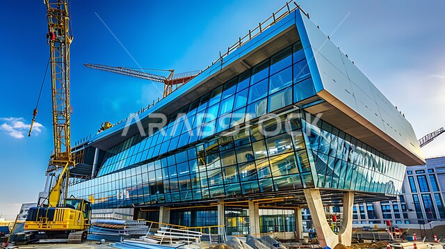  ناطحة سحاب قيد الانشاء في المملكة العربية السعودية, بناء الواجهة الرئيسية و تنفيذ مخطط الإعمار بتشكيل الهيكل الأساسي للمبنى, الآلات والمعدات الثقيلة والرافعات والسقالات العالية, مفهوم الهندسة الانشائية والمعمارية, برج تحت التشييد باستخدام الآليات الحديثة