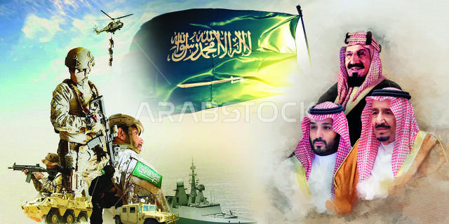صورة لملوك المملكة، الاعتزاز بذكرى اليوم الوطني السعودي 23 سبتمبر، راية التوحيد والإسلام، الاحتفال بالمناسبات الوطنية و الشعبية، القوات المسلحة السعودية