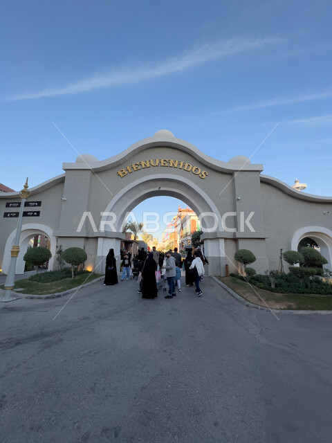 Discovering civilizations and cultures around the world, the entrance to the Spain section on Boulevard World in the city of Riyadh, urban growth and progress in the modern style in the Mexico pavilion, stimulating tourism in the Kingdom of Saudi Arabia, attractions and attracting tourists