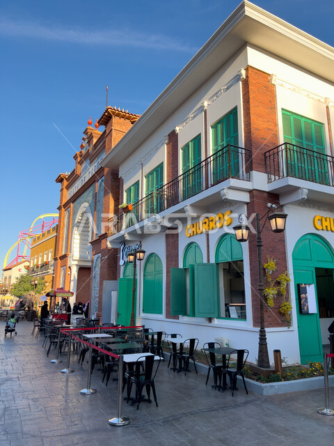 Urban growth and progress in the modern style of restaurants and cafes on Boulevard World in the city of Riyadh, discovering civilizations and cultures around the world, stimulating tourism in the Kingdom of Saudi Arabia, attractions and attracting tourists