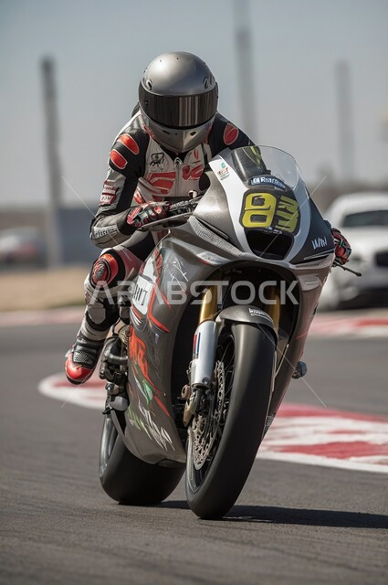 ممارسة هواية ركوب الدراجات السريعة، شابة عربية خليجية سعودية تردي الزي الرياضي وخوذة حماية الرأس تقوم بقيادة الدراجة النارية، الأنشطة الترفيهية والتحديات الحماسية، القوة والجدية والثقة بالنفس