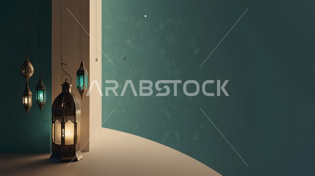 تحف واكسسوارات شهر رمضان المبارك، أنوار و زينة الاعياد والمناسبات الدينية, هلال شهر الخير والبركة , رسوم توضيحية لفوانيس عربيه معدنيه مزخرفه معلقة, الاحتفال بقدوم الشهر الفضيل، أجواء روحانية رمضانية