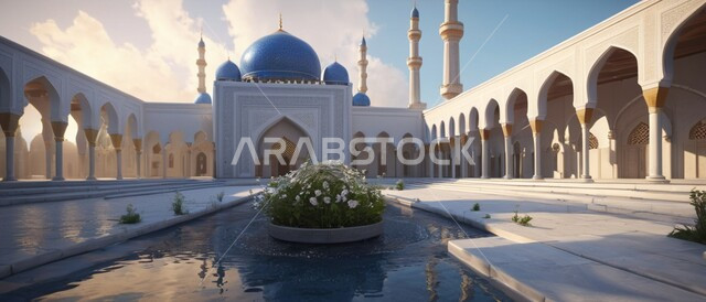 الفن الهندسي المعماري وتصاميم الديكورات الخارجية على الطراز العربي الاسلامي، معالم دينية مشهورة, العبادة والتقرب الى الله, الاهتمام بالمناظر العامة المحيطة بالمساجد