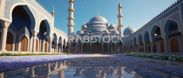 الفن الهندسي المعماري وتصاميم الديكورات الخارجية على الطراز العربي الاسلامي، معالم دينية مشهورة, العبادة والتقرب الى الله, الاهتمام بالمناظر العامة المحيطة بالمساجد