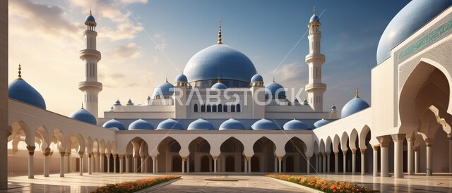 الفن الهندسي المعماري وتصاميم الديكورات الخارجية على الطراز العربي الاسلامي، معالم دينية مشهورة, العبادة والتقرب الى الله, الاهتمام بالمناظر العامة المحيطة بالمساجد