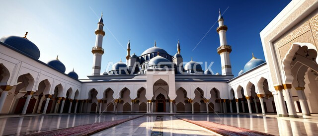 الفن الهندسي المعماري وتصاميم الديكورات الخارجية على الطراز العربي الاسلامي، معالم دينية مشهورة, العبادة والتقرب الى الله, الاهتمام بالمناظر العامة المحيطة بالمساجد