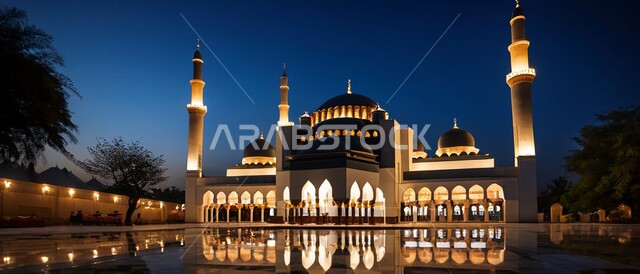 المآذن والقبب المزخرفة، ديكورات وتصاميم اسلامية، صورة لتصميم مسجد اسلامي باللون الأبيض، الفن الهندسي المعماري على الطراز العربي العريق، اماكن للعبادة والطاعه والتقرب الى الله،