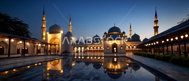 المآذن والقبب المزخرفة، ديكورات وتصاميم اسلامية، صورة لتصميم مسجد اسلامي باللون الأبيض، الفن الهندسي المعماري على الطراز العربي العريق، اماكن للعبادة والطاعه والتقرب الى الله،