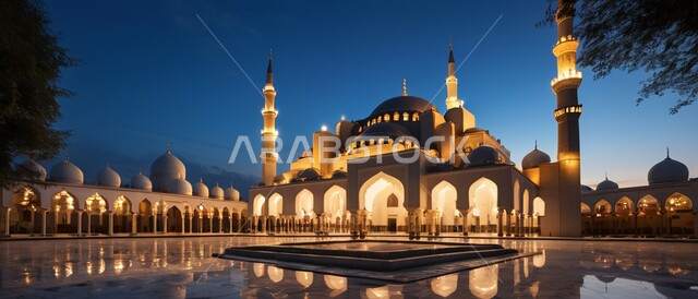 المآذن والقبب المزخرفة، ديكورات وتصاميم اسلامية، صورة لتصميم مسجد اسلامي باللون الأبيض، الفن الهندسي المعماري على الطراز العربي العريق، اماكن للعبادة والطاعه والتقرب الى الله،