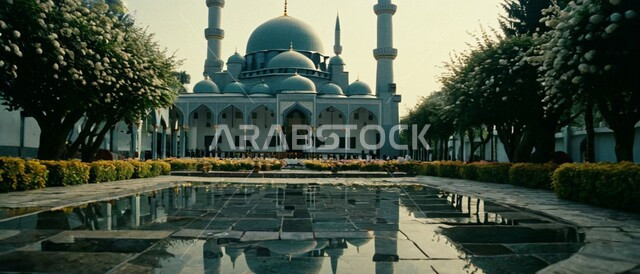 المآذن والقبب المزخرفة، ديكورات وتصاميم اسلامية، صورة لتصميم مسجد اسلامي باللون الأبيض، الفن الهندسي المعماري على الطراز العربي العريق، اماكن للعبادة والطاعه والتقرب الى الله،
