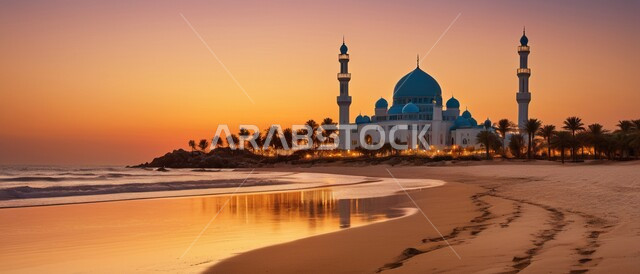 الفن الهندسي المعماري المتميز لمسجد بجانب الشاطئ، ديكورات وتصاميم على الطراز الإسلامي، العبادة والتقرب إلى الله، آداء الفرائض والصلوات، القبب والمآذن الفاخرة،