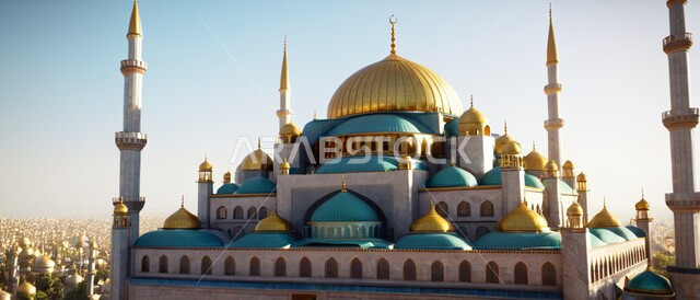 الاستعداد لقدوم شهر الخير, الديكورات والتصاميم الهندسية المميزة في رمضان المبارك, مفهوم العبادة والتقرب من الله تعالى, زينة الأعياد والمناسبات الدينية, رسوم توضيحية ثلاثية الأبعاد للمآذن والقبب للمساجد الإسلامية.