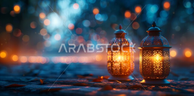 الاستعداد لاستقبال الشهر الفضيل ,ديكورات وزينة و أنوار الاحتفالات بالمناسبات و الأعياد الدينية الإسلامية, فانوس معدني مزخرف مضيء, البهجة بقدوم رمضان المبارك, أضواء و مصابيح عربية تقليدية, الأجواء الروحانية في الأيام الفضيلة