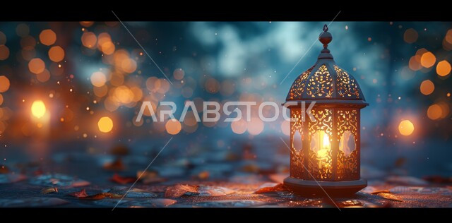 ديكورات وزينة و أنوار الاحتفالات بالمناسبات و الأعياد الدينية الإسلامية, فانوس معدني مزخرف مضيء, البهجة بقدوم رمضان المبارك, أضواء و مصابيح عربية تقليدية, الأجواء الروحانية في الأيام الفضيلة, الاستعداد لاستقبال الشهر الفضيل