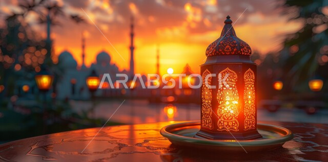 الاستعداد لاستقبال الشهر الفضيل ,ديكورات وزينة و أنوار الاحتفالات بالمناسبات و الأعياد الدينية , فانوس معدني مزخرف مضيء, البهجة بقدوم رمضان المبارك, أضواء و مصابيح عربية تقليدية معلقة, الأجواء الروحانية في الأيام الفضيلة, خلفية المساجد الاسلامية