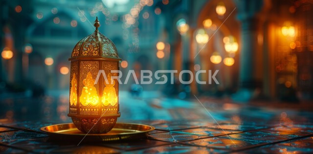 ديكورات وزينة و أنوار الاحتفالات بالمناسبات و الأعياد الدينية الإسلامية, فانوس معدني مزخرف مضيء, البهجة بقدوم رمضان المبارك, أضواء و مصابيح عربية تقليدية, الأجواء الروحانية في الأيام الفضيلة, الاستعداد لاستقبال الشهر الفضيل