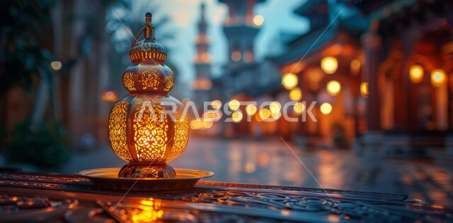 ديكورات وزينة و أنوار الاحتفالات بالمناسبات و الأعياد الدينية الإسلامية, فانوس معدني مزخرف مضيء, البهجة بقدوم رمضان المبارك, أضواء و مصابيح عربية تقليدية, الأجواء الروحانية في الأيام الفضيلة, الاستعداد لاستقبال الشهر الفضيل