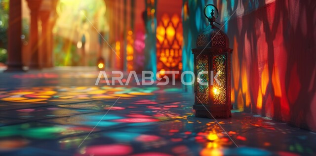 فانوس مزخرف معدني مضيء, ديكورات وزينة و أنوار الاحتفالات بالمناسبات و الأعياد الدينية الإسلامية, البهجة بقدوم رمضان المبارك, أضواء و مصابيح عربية تقليدية, الأجواء الروحانية في الأيام الفضيلة, الاستعداد لاستقبال الشهر الفضيل