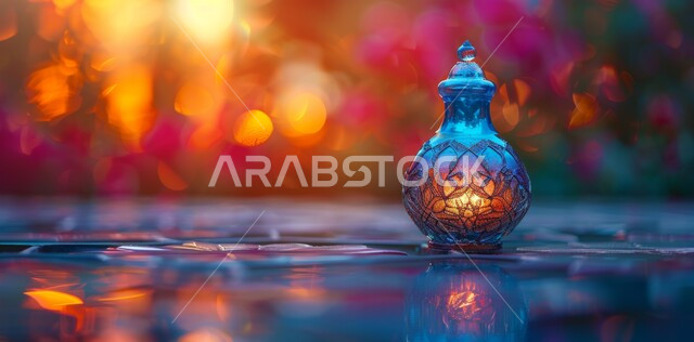 فانوس مزخرف معدني مضيء, ديكورات وزينة و أنوار الاحتفالات بالمناسبات و الأعياد الدينية الإسلامية, البهجة بقدوم رمضان المبارك, أضواء و مصابيح عربية تقليدية, الأجواء الروحانية في الأيام الفضيلة, الاستعداد لاستقبال الشهر الفضيل