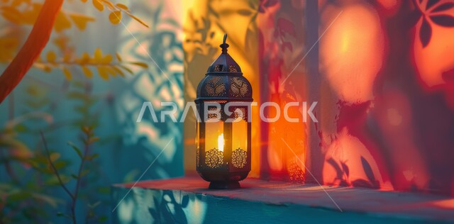 فانوس مزخرف معدني مضيء, ديكورات وزينة و أنوار الاحتفالات بالمناسبات و الأعياد الدينية الإسلامية, البهجة بقدوم رمضان المبارك, أضواء و مصابيح عربية تقليدية, الأجواء الروحانية في الأيام الفضيلة, الاستعداد لاستقبال الشهر الفضيل