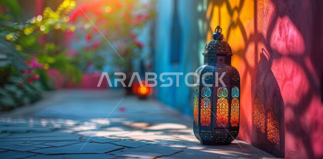 فانوس مزخرف معدني مضيء, ديكورات وزينة و أنوار الاحتفالات بالمناسبات و الأعياد الدينية الإسلامية, البهجة بقدوم رمضان المبارك, أضواء و مصابيح عربية تقليدية, الأجواء الروحانية في الأيام الفضيلة, الاستعداد لاستقبال الشهر الفضيل