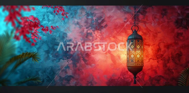 زينة و ديكورات و أنوار الاحتفالات بالمناسبات و الأعياد الدينية الإسلامية, البهجة بقدوم رمضان المبارك, الأجواء الروحانية في الأيام الفضيلة, الاستعداد لاستقبال الشهر الفضيل, أضواء و مصابيح عربية تقليدية معلقة, فانوس مزخرف معدني مضيء