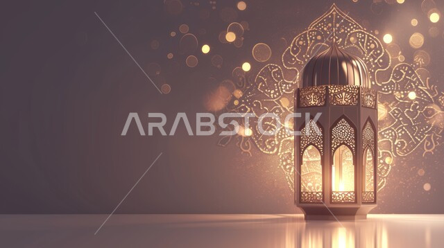 فوانيس عربية تقليدية  مضيئة, الاستعداد لاستقبال الشهر الفضيل, الأجواء الروحانية في الأيام المباركة, أنوار الاحتفالات بالمناسبات والأعياد الدينية الإسلامية, العبادة والتقرب من الله تعالى. فوانيس معدنيةمزخرفة مضيئة.