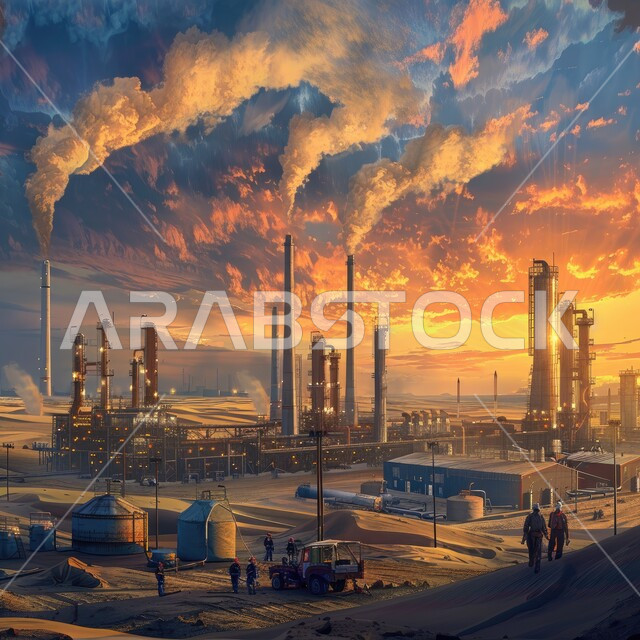 صناعات ومشاريع بيتروكيماوية، التلوث الناتج عن انتاج البترول، خطوط الأنابيب والكابلات الفولاذية، مصنع تكرير النفط والغاز في المنطقة الصناعية، مصانع ومعامل في المملكة العربية السعودية، مستودعات ضخمة و كبيرة، هندسات ومعدات صناعية