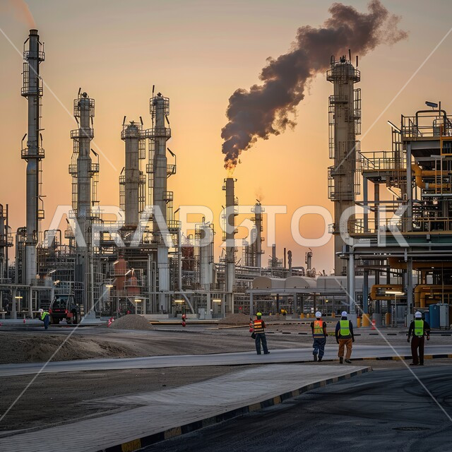 التلوث الناتج عن انتاج البترول، صناعات ومشاريع بيتروكيماوية، خطوط الأنابيب والكابلات الفولاذية، مصنع تكرير النفط والغاز في المنطقة الصناعية، مصانع ومعامل في المملكة العربية السعودية، مستودعات ضخمة و كبيرة، هندسات ومعدات صناعية