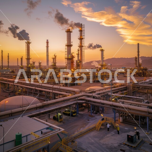 صناعات ومشاريع بيتروكيماوية، التلوث الناتج عن انتاج البترول، خطوط الأنابيب والكابلات الفولاذية، مصنع تكرير النفط والغاز في المنطقة الصناعية، مصانع ومعامل في المملكة العربية السعودية، مستودعات ضخمة و كبيرة، هندسات ومعدات صناعية