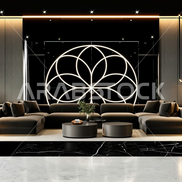 Living rooms with distinctive interior decorations, luxurious black home furniture, modern designs in a modern style, luxury hotels and resorts, living room with modern designs, residential apartments and villas