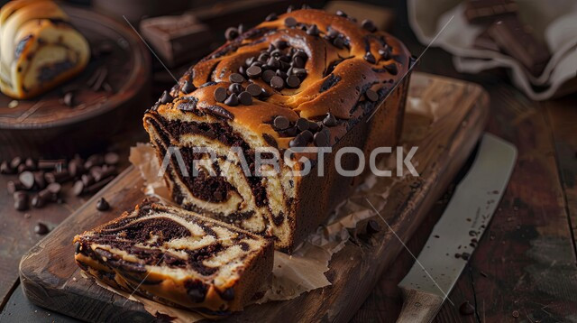 الكيك المخبوز المحشي بالشوكولا، الحلويات العربية الشرقية الشهية، أطعمة ومأكولات مليئة بالسكريات والسعرات الحرارية، فنون تقديم الطعام في مطاعم المملكة العربية السعودية