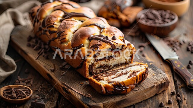 الكيك المخبوز المحشي بالشوكولا، الحلويات العربية الشرقية الشهية، أطعمة ومأكولات مليئة بالسكريات والسعرات الحرارية، فنون تقديم الطعام في مطاعم المملكة العربية السعودية