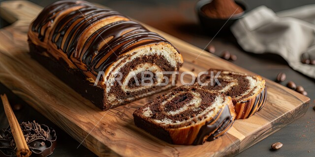 الكيك المخبوز المحشي بالشوكولا، الحلويات العربية الشرقية الشهية، أطعمة ومأكولات مليئة بالسكريات والسعرات الحرارية، فنون تقديم الطعام في مطاعم المملكة العربية السعودية