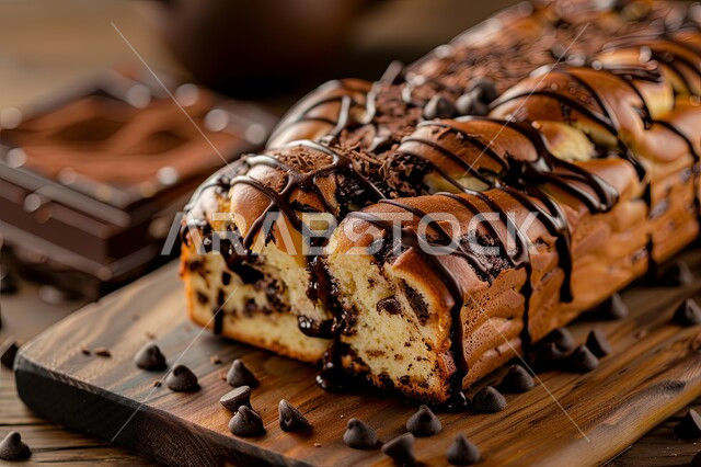 الكيك المخبوز المحشي بالشوكولا، الحلويات العربية الشرقية الشهية، أطعمة ومأكولات مليئة بالسكريات والسعرات الحرارية، فنون تقديم الطعام في مطاعم المملكة العربية السعودية