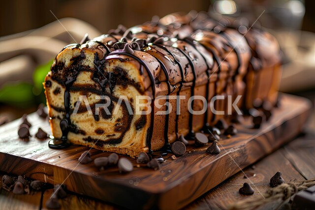 الكيك المخبوز المحشي بالشوكولا، الحلويات العربية الشرقية الشهية، أطعمة ومأكولات مليئة بالسكريات والسعرات الحرارية، فنون تقديم الطعام في مطاعم المملكة العربية السعودية