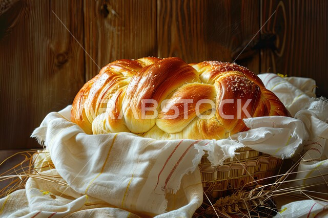 Breakfast of healthy and delicious bread slices, delicious fresh Arabic pastries and baked goods, healthy foods and meals, recipes and food dishes