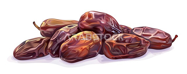 وجبة غذائية عالية الأهمية، صورة مقربة لحبة التمر الطازجة، منتجات ومحاصيل زراعية محلية سعودية وطنية، تمور صحية لذيذة، ضيافة رمضانية شهية، غذاء صحي ومفيد، خلفية بيضاء