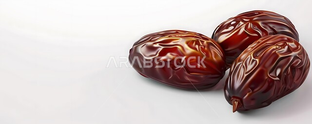 وجبة غذائية عالية الأهمية، صورة مقربة لحبة التمر الطازجة، منتجات ومحاصيل زراعية محلية سعودية وطنية، تمور صحية لذيذة، ضيافة رمضانية شهية، غذاء صحي ومفيد، خلفية بيضاء