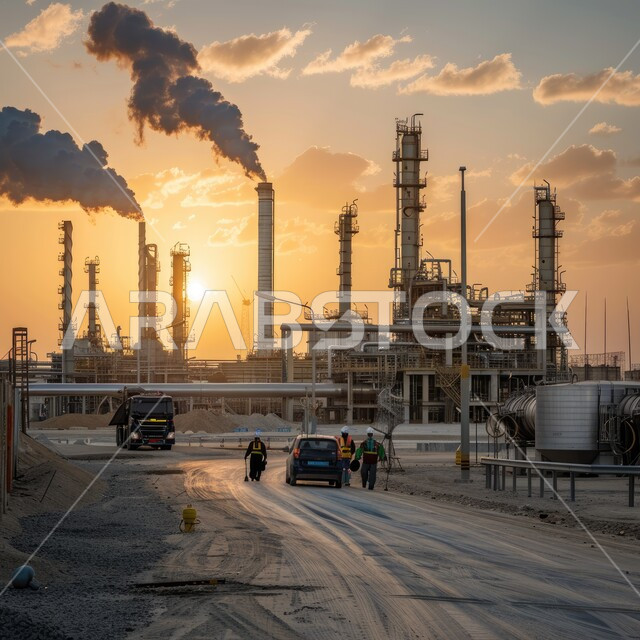 هندسات ومعدات صناعية، مصانع ومعامل في المملكة العربية السعودية، مصنع تكرير النفط والغاز في المنطقة الصناعية، خطوط الأنابيب والكابلات الفولاذية، صناعات ومشاريع بيتروكيماوية، التلوث الناتج عن انتاج البترول، مستودعات ضخمة و كبيرة