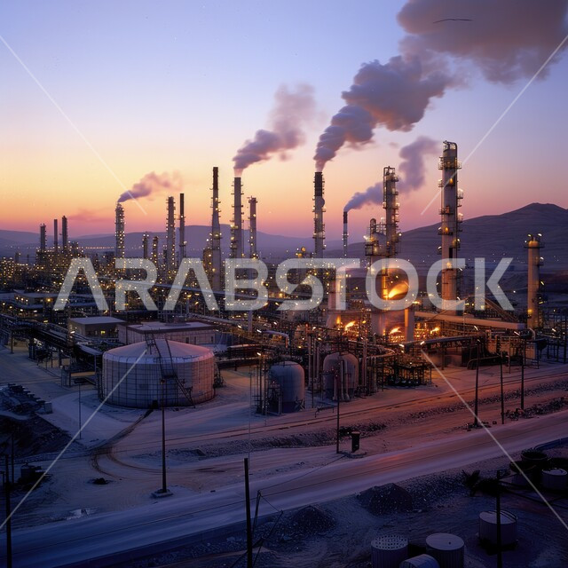 التلوث الناتج عن انتاج البترول، صناعات ومشاريع بيتروكيماوية، خطوط الأنابيب والكابلات الفولاذية، مصنع تكرير النفط والغاز في المنطقة الصناعية، مصانع ومعامل في المملكة العربية السعودية، مستودعات ضخمة و كبيرة، هندسات ومعدات صناعية