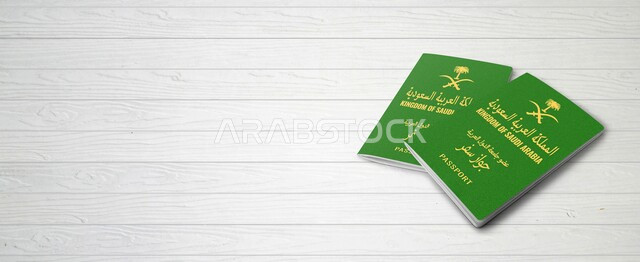 باسبور المملكة العربية السعودية، جواز السفر السعودي للعبور عبر حدود الدولة، وثيقة سفر رسمية، تأشيرة دخول وخروج دولية، خلفية بيضاء